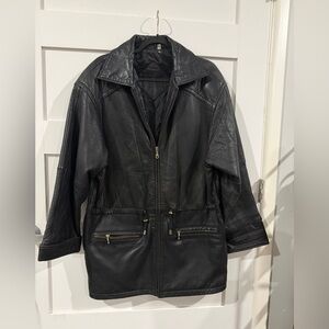 Preston & York Black Leather Jacket Size M